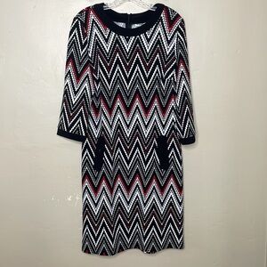 MADISON LEIGH Dress Black & Red Chevron Scoop Neck All Occassion NWT 12